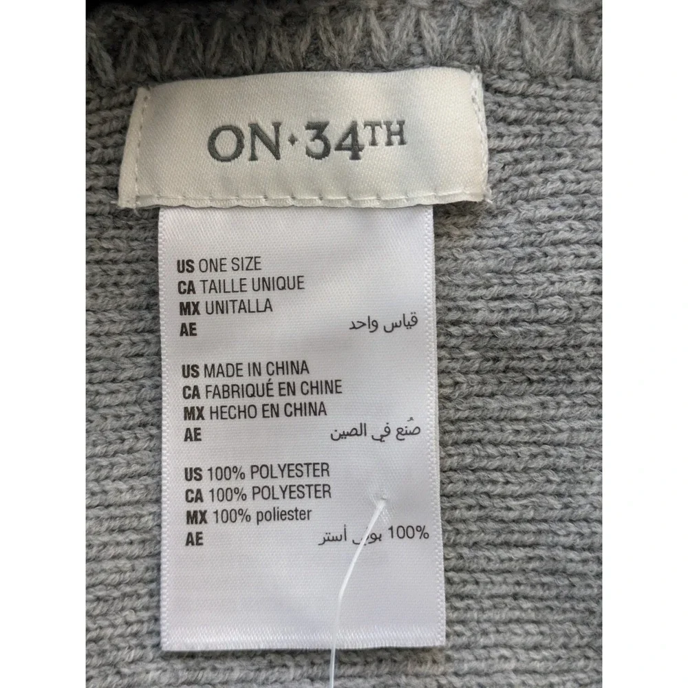 On 34th Whipstitch Edge Wrap Heather Gray‎ Pockets One Size NWT $68